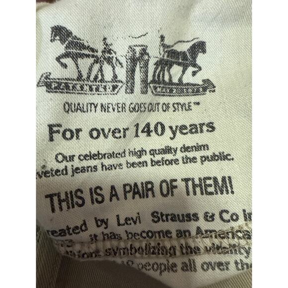 Levi's 502 Men's Beige High Waist Straight Leg Chino Khaki Trousers Pants Sz 34 - Picture 6 of 6